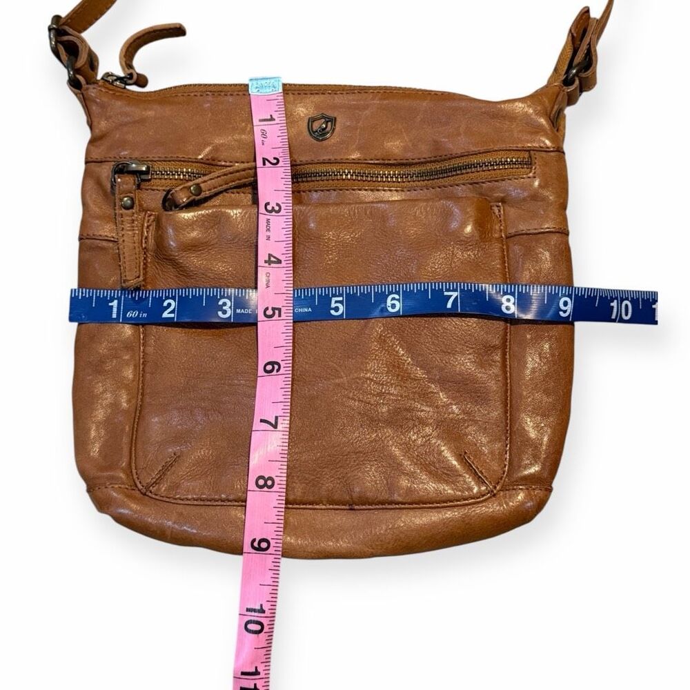 COCHOA Women’s Brown Leather Crossbody Bag Multi Pocket Adjustable Strap - Picture 6 of 8